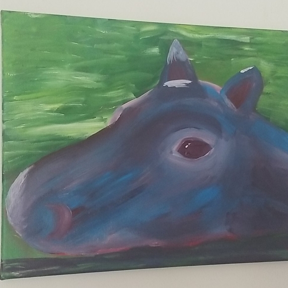 Hippo hand painted by me on canvas - Picture 3 of 3